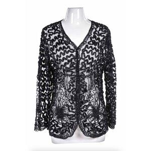 Vintage Lacey Brocade Button Up Longsleeve